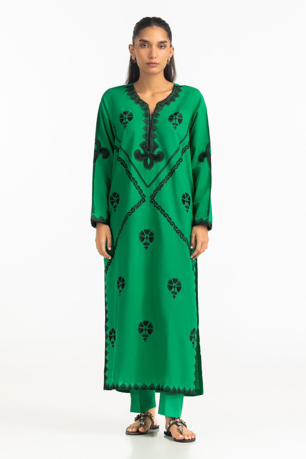 UAE-Cotton Viscose Slub Embroidered Co-Ord Set IPST-77231