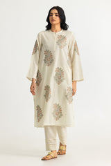 UAE- Cotton Viscose Slub Embroidered Co-Ord Set