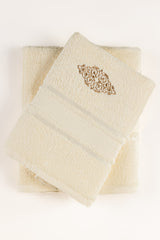 UAE-Cream Embroidered Towel