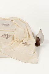 UAE-Cream Embroidered Towel