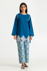 UAE-Cross Hatch Dyed Shirt With Printed Trouser