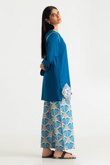 UAE-Cross Hatch Dyed Shirt With Printed Trouser