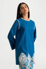 UAE-Cross Hatch Dyed Shirt With Printed Trouser