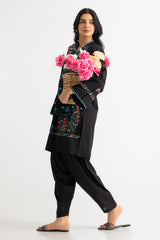 UAE-Cross Hatch Embroidered Shirt And Cambric Trouser