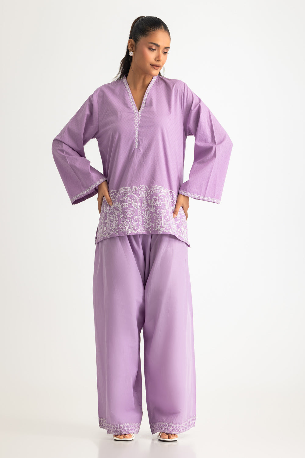 UAE- Dobby Embroidered Co-Ord Set