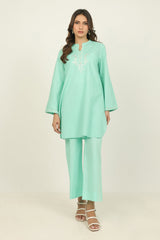 UAE- Dobby Embroidered Shirt And Cambric Trouser