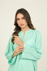 UAE- Dobby Embroidered Shirt And Cambric Trouser