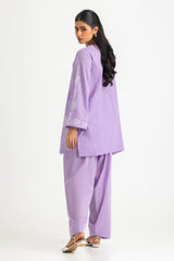 UAE- Dobby Embroidered Shirt And Dyed Trouser