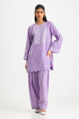 UAE- Dobby Embroidered Shirt And Dyed Trouser