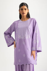UAE- Dobby Embroidered Shirt And Dyed Trouser