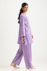 UAE- Dobby Embroidered Shirt And Dyed Trouser