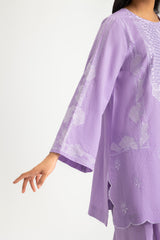 UAE- Dobby Embroidered Shirt And Dyed Trouser