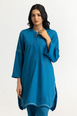 UAE- Dobby Embroidered Shirt And Dyed Trouser