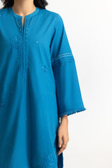 UAE- Dobby Embroidered Shirt And Dyed Trouser