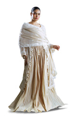 UAE-3 Piece Embroidered Mehsuri Suit with Handwork and Raw Silk Trouser FE-52161