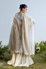 UAE-3 Piece Embroidered Mehsuri Suit with Handwork and Raw Silk Trouser FE-52161