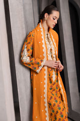 UAE-3 Piece Embroidered Printed Karandi Suit with Embroidered Karandi Dupatta