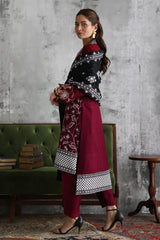 UAE-3 Piece Embroidered Pashmina Suit with Embroidered Pashmina Dupatta