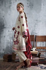 UAE-3 Piece Embroidered Karandi Suit with Embroidered Printed Karandi Dupatta
