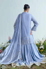 UAE-3 Piece Embroidered Cotton Net Suit with Pallu Dupatta FE-52165