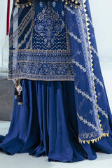 UAE-3 Piece Embroidered Cotton Net Suit with Raw Silk Trouser FE-52163