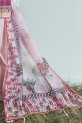 UAE-3 Piece Printed Monar Slub Suit with Handwork and Khaddi Net Dupatta FE-52072