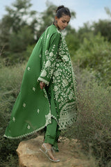 UAE-3 Piece Embroidered Pashmina Suit with Embroidered Pashmina Dupatta