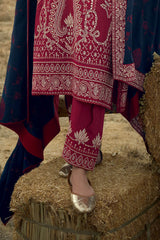 UAE-3 Piece Embroidered Karandi Suit with Embroidered Karandi Dupatta