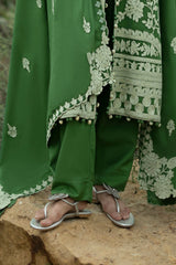UAE-3 Piece Embroidered Pashmina Suit with Embroidered Pashmina Dupatta