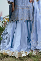 UAE-3 Piece Embroidered Cotton Net Suit with Pallu Dupatta FE-52165