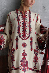 UAE-3 Piece Embroidered Karandi Suit with Embroidered Printed Karandi Dupatta