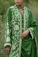 UAE-3 Piece Embroidered Pashmina Suit with Embroidered Pashmina Dupatta