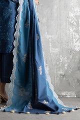 UAE-3 Piece Embroidered Printed Khaddar Suit with Embroidered Printed Khaddar Dupatta