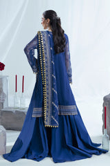 UAE-3 Piece Embroidered Cotton Net Suit with Raw Silk Trouser FE-52163