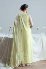 UAE-3 Piece Embroidered Cutwork Net Suit with Chiffon Dupatta FE-52159