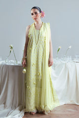 UAE-3 Piece Embroidered Cutwork Net Suit with Chiffon Dupatta FE-52159