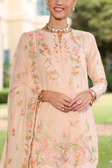 UAE-3 Piece Embroidered Lawn Suit with Chiffon Dupatta