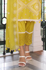 UAE-3 Piece Embroidered Lawn Suit with Chiffon Dupatta
