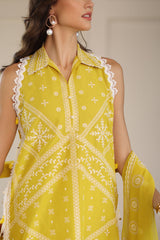 UAE-3 Piece Embroidered Lawn Suit with Chiffon Dupatta
