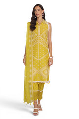 UAE-3 Piece Embroidered Lawn Suit with Chiffon Dupatta