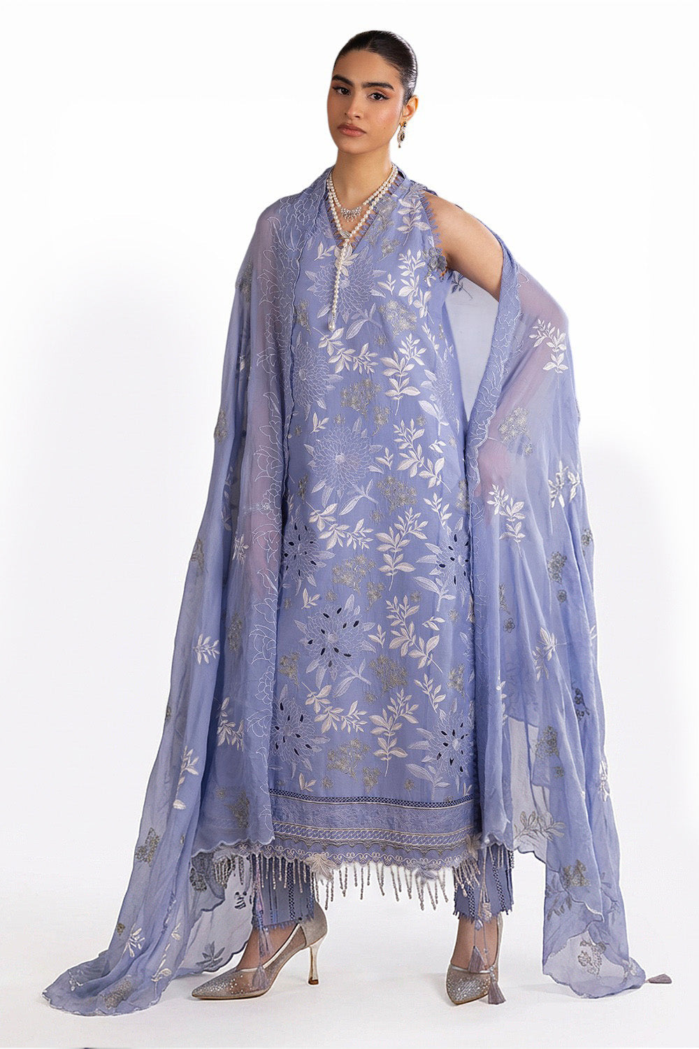 UAE-3 Piece Embroidered Lawn Suit with Embroidered Chiffon Dupatta PM-62017