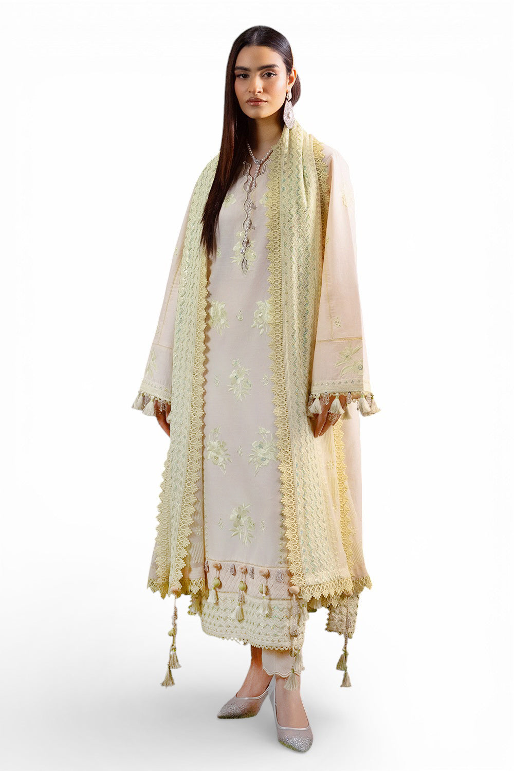 UAE-3 Piece Embroidered Lawn Suit with Embroidered Chiffon Dupatta PM-62018