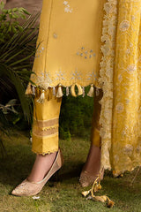 UAE-3 Piece Embroidered Lawn Suit with Embroidered Chiffon Dupatta