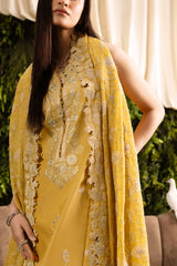 UAE-3 Piece Embroidered Lawn Suit with Embroidered Chiffon Dupatta