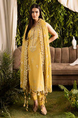 UAE-3 Piece Embroidered Lawn Suit with Embroidered Chiffon Dupatta