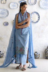 UAE-3 Piece Embroidered Lawn Suit with Chiffon Dupatta PM-62052