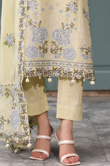 UAE-3 Piece Embroidered Lawn Suit with Chiffon Dupatta