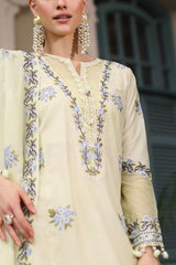 UAE-3 Piece Embroidered Lawn Suit with Chiffon Dupatta