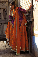 UAE-3 Piece Gold and Lacquer Printed Lawn Suit with Embroidered Chiffon Dupatta and Gold and Lacquer Printed Trouser BM-62028