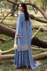 UAE-3 Piece Embroidered Raw Silk Suit with Embroidered Chiffon Dupatta